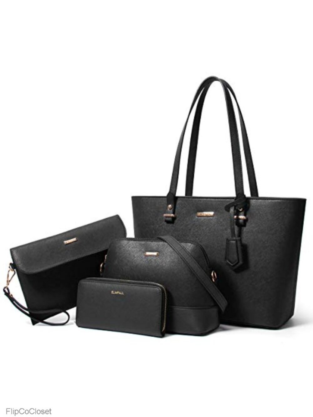 Synthetic Leather Satchel Handbag Set with Wallet Messenger Bag